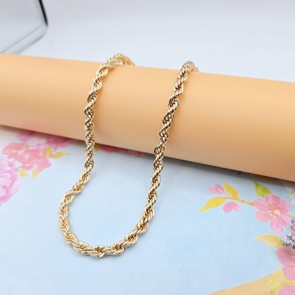 "Bold Rope Style Rose Gold Necklace for Men & Women, 19.7 Inch Length, XPNL0082 - Picture 2 of 12